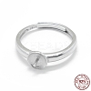 Anti-Tarnish Adjustable Rhodium Plated 925 Sterling Silver Finger Design Ring Mounts Fittings with Pearl Seat STER-L055-019P-5