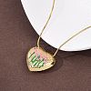 304 Stainless Steel Enamel Heart with Flower Pendant Necklaces for Women NJEW-D347-01G-01-3