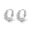 Brass Micro Pave Cubic Zirconia Hoop Earrings EJEW-P259-16P-1