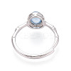 Natural Aquamarine Oval Open Cuff Ring STER-T008-92P-3