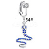 304 Stainless Steel Pave Medium Blue Cubic Zirconia Clip on Belly Rings FS-WGD716D-05-1