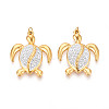 Ion Plating(IP) 304 Stainless Steel Polymer Clay Rhinestone Pendants STAS-N115-17G-1