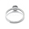 Adjustable Rhodium Plated 925 Sterling Silver Finger Ring Components STER-L055-030P-3