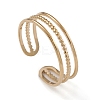 Ion Plating(IP) 304 Stainless Steel Triple Line Open Cuff Rings for Women RJEW-G285-73G-1