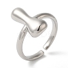 Initials Brass Open Cuff Ring for Women RJEW-N046-02I-P-3