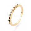 Brass Micro Pave Cubic Zirconia Cuff Rings for Women KK-T071-80G-4