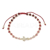 Dyed Natural Malaysia Jade Rondelle Beaded Braided Bead Bracelets BJEW-JB13395-3