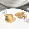 Shell Shape 304 Stainless Steel Acrylic Imitation Pearl Dangle Stud Earrings EJEW-B156-11G-3