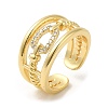 Rack Plating Real 18K Gold Plated Brass Hollow Teardrop Open Cuff Rings RJEW-B048-02G-1