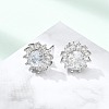 Brass Micro Pave Clear Cubic Zirconia Stud Earrings EJEW-R009-02P-2