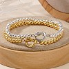 2Pcs Heart 304 Stainless Steel Link Bracelets ZF9724-7-1