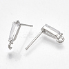 Brass Cubic Zirconia Stud Earring Findings KK-S348-349-2