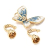Butterfly Brass Micro Pave Clear Cubic Zirconia Fold Over Clasps KK-U059-44G-2