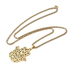 201 Stainless Steel Hollow Cut Hamsa Hand Pendant Necklaces NJEW-H065-07G-2