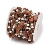Synthetic Goldstone Nuggets & 316 Stainless Steel Handmade Link Chains CHS-K021-14G-05-2