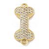 Rack Plating Brass Micro Pave Clear Cubic Zirconia Bone Connector Charms KK-A234-059G-1
