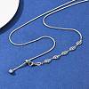 Adjustable 304 Stainless Steel Leaf Link Slider Lariat Necklaces for Women NJEW-B133-01P-2