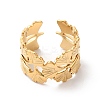 Ion Plating(IP) 304 Stainless Steel Gingko Leaf Open Cuff Ring for Women RJEW-K245-42G-1