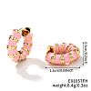 Brass Striped Enamel Bamboo Hoop Earrings YF1194-3-1