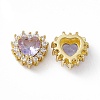 Rack Plating Brass Micro Pave Cubic Zirconia Beads KK-C007-12G-01-2