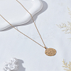 1Pc Textured Coin Brass Pendant Cable Chain Necklaces for Women NJEW-LP0009-33-3