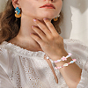 2Pcs 2 Styles Porcelain Synthetic Turquoise Beads Stretch Bracelets for Women BJEW-LP0004-46-1