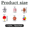 60Pcs 6 Styles Sport Opaque Resin Cabochons CRES-DC0001-10-2