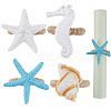 4Pcs 4 Styles Resin Conch Shell Starfish Sea Horse & Jute Rope Napkin Rings AJEW-GF0011-12-1