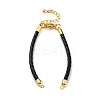 Leather Braided Cord Link Bracelets MAK-K022-01G-12-1