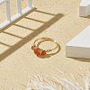 Natural Carnelian Round Braided Beaded Finger Ring RJEW-JR00550-01-2