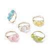 Cat Eye Beaded Finger Ring RJEW-JR00560-01-1
