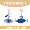 4Pcs 4 Colors Velvet Evil Eye Full Rhinestones Keychains KEYC-DC0001-26-2