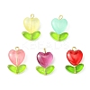 Heart Flower & Leaf Glass Pendants PALLOY-JF02193-1