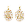 Brass Micro Pave Clear Cubic Zirconia Pendants KK-N259-04G-1