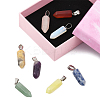 DIY Natural & Synthetic Gemstone Bullet Pendant & Waxed Cord Pendant Necklace Making Kit DIY-FS0008-45-3
