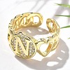 Brass Micro Pave Clear Cubic Zirconia Open Cuff Rings for Women RJEW-K289-02G-N-2