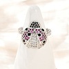 Brass Micro Pave Colorful Cubic Zirconia Cuff Rings RJEW-P155-03P-2