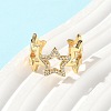 Brass Micro Pave Clear Cubic Zirconia Cuff Rings for Women RJEW-D307-01G-A-4