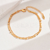 Fashionable Real 18K Gold Plated Brass Glass Double Layers Anklets for Women's Beachwear HR3444-1-1