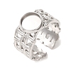 Woven Bezel 304 Stainless Steel Cuff Ring Components SA-CBAD8FA-01P-01-1