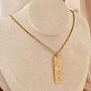 304 Stainless Steel Clear Cubic Zirconia Rectangle Constellation Pendant Necklaces for Women Men NJEW-S435-01G-F-2