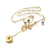304 Stainless Steel Pave Colorful Cubic Zirconia Heart Pendant Necklaces for Women NJEW-S450-01G-2