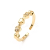 Heart Brass Micro Pave Cubic Zirconia Cuff Rings for Women RJEW-L334-03G-4
