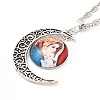 Glass Religion Fairy with Crescent Moon Pendant Necklace LS-NJEW-P270-01A-1
