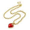Brass Red Enamel Strawberry Pendant Ball Chain Necklaces NJEW-Z059-02G-2