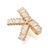 Rack Plating Brass Clear Cubic Zirconia Bowknot Connector Charms KK-H508-24KCG-2