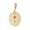 304 Stainless Steel Rhinestone Oval Pendant Decoration STAS-S165-38G-1