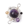 4Pcs 4 Colors Natural Tiger Eye(Dyed/Undyed) Copper Wire Wrapped Planet Connector Charms PALLOY-TA00181-3