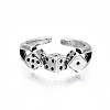 Alloy Triple Dice Open Cuff Ring for Men Women RJEW-T009-35AS-1