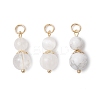 3Pcs 3 Styles Natural Quartz Crystal & Selenite & Howlite Round Beaded Pendants PALLOY-JF04701-06-1